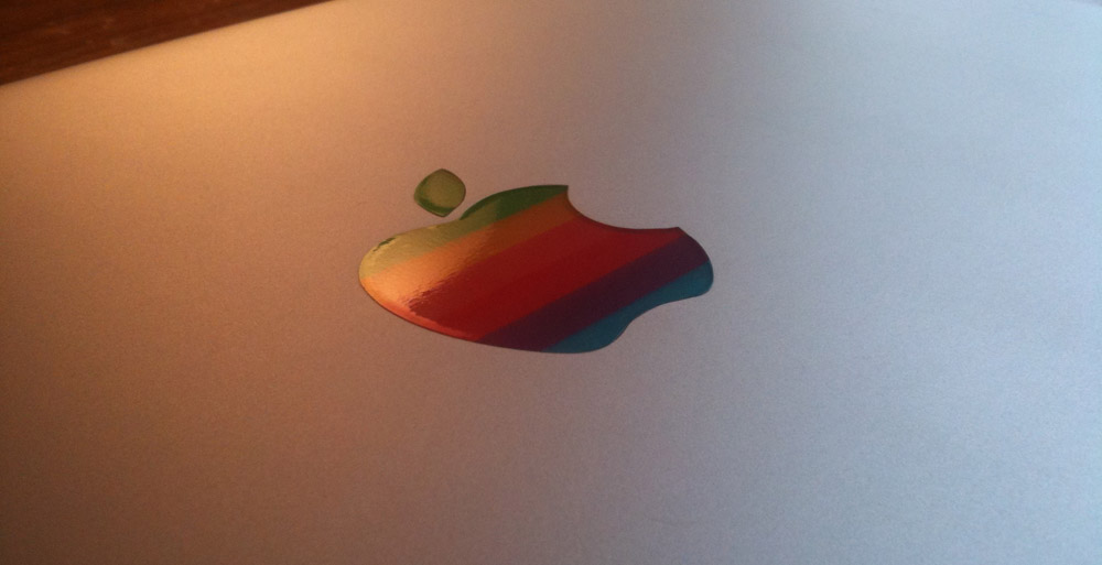 Close-up of decal on MBP