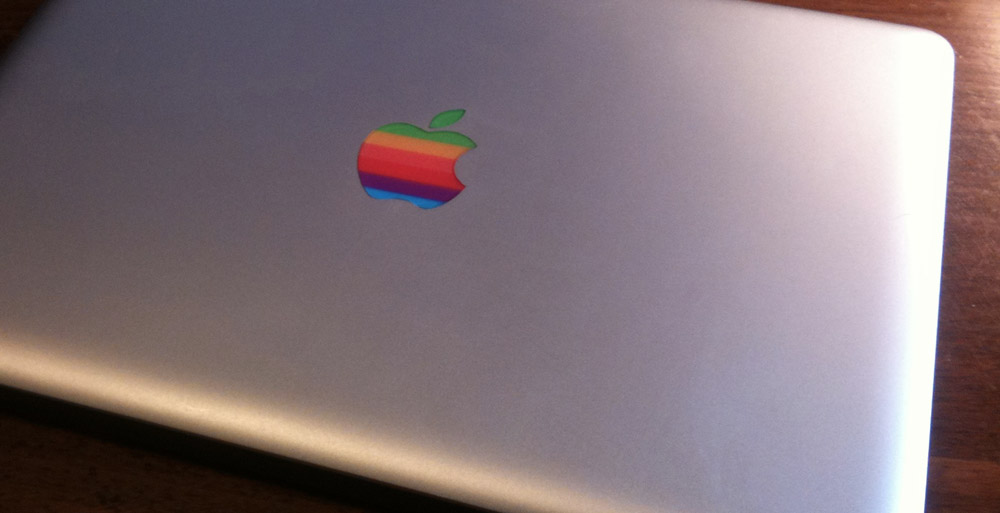 MacBook Pro 13" with retro Apple logo decal